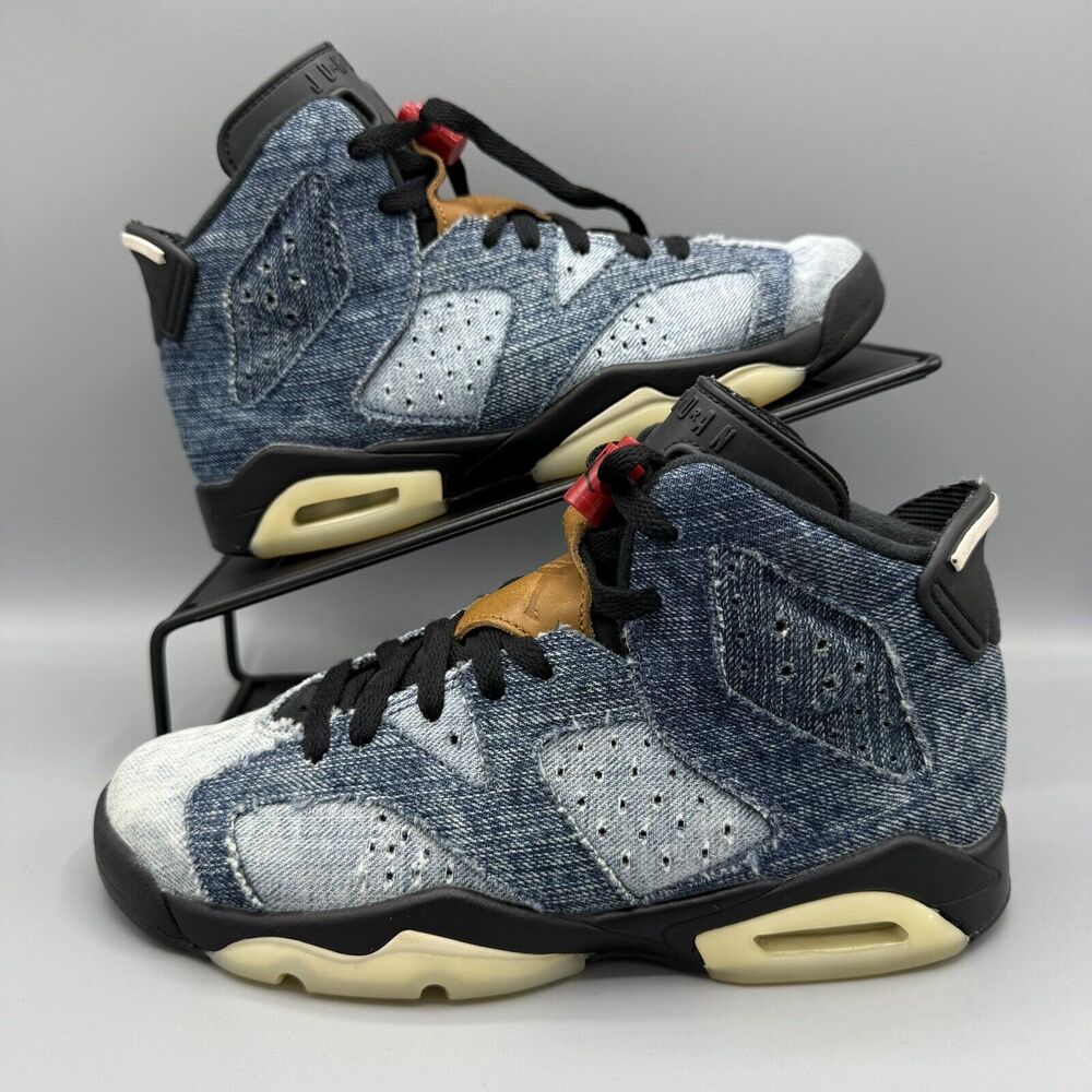 Nike Boys Air Jordan 6 CV5489-401 Blue Running Shoes Sneakers Size 5.5Y/Womens 7